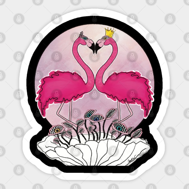 Pink flamingos in the flower Sticker by Elisabeth Sandikci